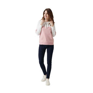 Sweat-shirt à capuche pour femme, coupe ajustée, 100% coton, avec logo personnalisé, fermeture éclair et empiècements, modèle très demandé - Product Image 1