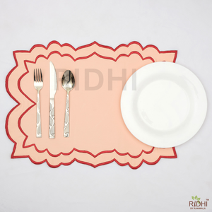 Eco Friendly White Cotton Reversible <b>Rectangle</b> Table Mat Set Modern Red Embroidery Dining <b>Placemat</b> Washable Home Decor Gift - Product Image 6