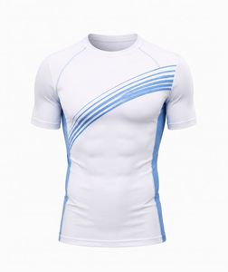 T-shirt de compression gris à manches courtes pour homme, séchage rapide, coupe ajustée, sportif, col rond, tricoté, uni, 180 grammes, respirant - Product Image 4
