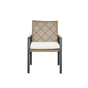 Set da Pranzo da Esterno in Legno di Acacia e Rattan a 5 Pezzi per Tutte le Stagioni, con Tavolo, Sedute Comode e Foro per Ombrellone - Product Image 2