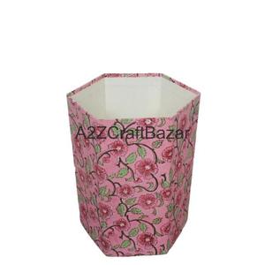 Poubelle élégante hexagonale pliable en coton et carton, faite à la main, imprimée, pour usage intérieur/extérieur, rue et bureau - Product Image 2