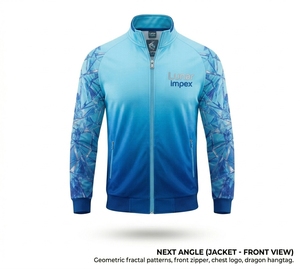 Ensemble de survêtement unisexe à motif géométrique chevron, coupe ajustée, veste zippée intégrale et pantalon, tenue de sport en gros pour l'entraînement - Product Image 2