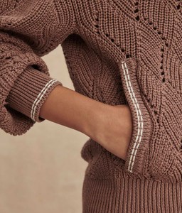 Pull en maille côtelée verticale pour femme avec fermeture éclair - Pull d'hiver amincissant - Pull doux et chaud de couleur unie pour femme - Respirant - Product Image 5