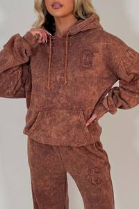 Conjunto de Sudadera con Capucha y Pantalones Deportivos para Mujer, Estilo Vintage, Lavado Ácido, Ropa Deportiva Informal para Mujer - Product Image 3