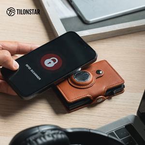 TILONSTAR TC126 Nouveau produit : Portefeuille tendance en cuir avec étui en aluminium escamotable, porte-cartes RFID et emplacement pour AirTag - Product Image 5