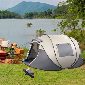 Tenda da Campeggio Pop-Up per 4 Persone, Impermeabile, Portatile, Facile da Montare, per Attività all'Aperto, Escursionismo, Pesca, Spiaggia, in Tessuto Oxford - Product Image 1