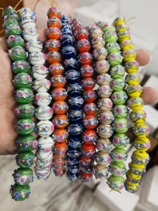 Perles de verre en cristal de luxe pour gâteau de mariage, 12 mm, couleur crème, tourbillon argenté, brins de 8 pouces, pour la fabrication de bijoux, EXCEL EXPORTS - Product Image 4