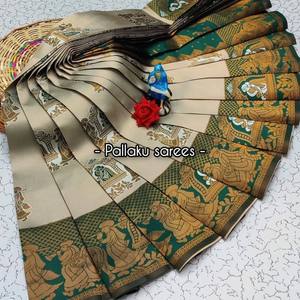 Nouveau Sari en Soie Kubera Léger Elite Meena, Tissé, pour Cérémonies, Mariages, Fêtes, Tenue Traditionnelle Ethnique avec Blouse - Product Image 5