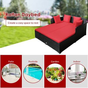 Espaciosa Cama de Día de Ratán para Exteriores con Cómodo Cojín Tapizado para Sofás de Jardín - Product Image 3