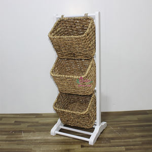 Artex Dong Thap Factory Seagrass Water Hyacinth Handicrafts Rack <b>Display</b> Shelving Storage Organizer for Living Seagrass <b>Baskets</b> - Product Image 4