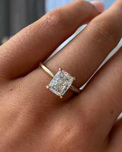 Bague solitaire classique en or massif 14 carats avec diamant taille coussin de 3,01 carats, cultivé en laboratoire, pour fiançailles, mariage, anniversaire, fête, cadeau pour amis - Product Image 1