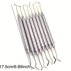 Ensemble de spatules pour composites dentaires en résine, argentées, à poignée moletée, instrument manuel de classe I, 8 pièces - Product Image 3