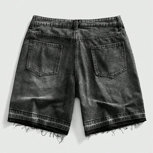 Shorts de mezclilla lavados personalizados, estilo urbano, con dobladillo sin rematar, informales, de verano, color liso, ecológicos, transpirables, de cintura media, servicio OEM - Product Image 2