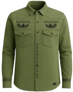 Chemise tissée 100% coton pour hommes Dobby Structured Anti-Wrinkle Anti-Pilling Breathable Full Sleeve for Outdoor Casual Fashion - Product Image 1