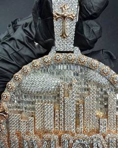 Colgante Personalizado con Nombre, Letra, Plata de Ley 925, Moissanita, Corte Brillante, Bañado en Rodio, Joyería de Regalo Estilo Hip Hop - Product Image 2
