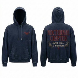 Custom Cracked Screen Print Hoodie Men <b>Slate</b> Blue Acid Wash Pullover Streetwear High Quality Distressed Graphic Hoody Wholesale - Product Image 6