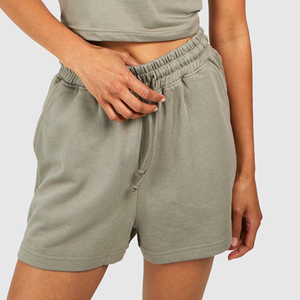 Shorts décontractés pour femmes OEM/ODM, 100% coton molletonné, respirant, séchage rapide, taille élastique boutonnée, shorts d'entraînement et de gym - Product Image 3