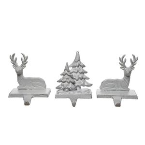 Ensemble de supports de chaussettes de Noël rennes argentés lestés pour cheminée, crochets de décoration de Noël pour la maison - Product Image 3