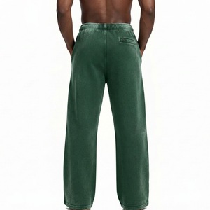 Pantalones de chándal de hombre teñidos, de punto, de pierna ancha, estilo jogger, de ajuste relajado, de algodón grueso, con cordón, informales, para estar en casa - Product Image 5