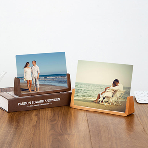 High Definition U Shape <b>Black</b> Walnut Wooden Acrylic Picture <b>Frame</b> 15.2*10.7cm Wood Acrylic <b>Photo</b> <b>Frame</b> for Family - Product Image 1