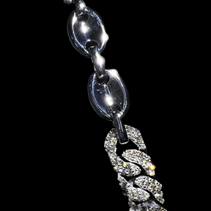 Collar de Cadena Figaro de Plata 925 de Lujo con Baño de Rodio y Cristales de Estrás con Micropavé, Unisex, para Uso Diario - Product Image 1