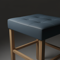 Tabouret de bar moderne rond en cuir PU sans dossier avec structure en bois de caoutchouc, durable et facile à nettoyer, décoratif pour table basse
