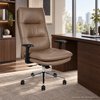 Chaise de bureau de direction moderne à dossier haut en cuir PU avec base chromée inclinable verrouillable et accoudoirs rembourrés