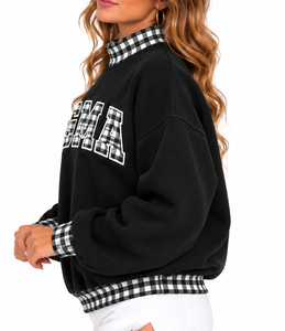 Sudadera de cuello alto para mujer, personalizada OEM, con logo bordado, de algodón suave y forro polar, transpirable, estilo casual urbano, talla grande - Product Image 2