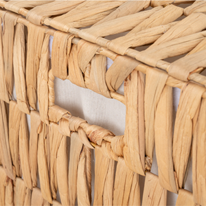 Double Water Hyacinth <b>Basket</b> With Lid, 2 Compartment Laundry Hamper Bin With Cotton Liner For Household From Vietnam - Product Image 4