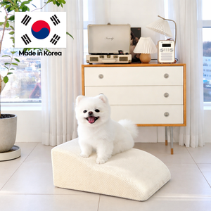 [AllmioPet] Escaleras Modernas de Dos Niveles para Mascotas, Color Marfil, Tela para Interiores, Escalones para Perros Pequeños, Antideslizantes, Funda Extraíble, Espuma - Product Image 1