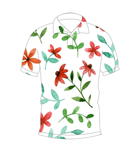 Camisa Polo Blanca para Hombre con Estampado Floral Acuarela, Manga Corta, Casual, Verano, Golf - Product Image 4