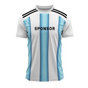 เสื้อวอลเลย์บอลสไตล์อาร์เจนตินาสีฟ้าขาวลายทางแนวตั้งประสิทธิภาพสูง คอกลม สำหรับฝึกซ้อมฟุตบอลสำหรับผู้ชาย - Product Image 1