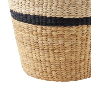 Natural Water Hyacinth <b>Basket</b> <b>with</b> Black Stripe Decorative <b>Storage</b> <b>Basket</b> for <b>Shelf</b> Living Room Bedroom Organization - Product Image 4