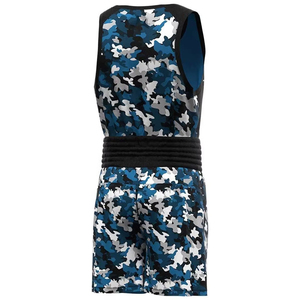 Combinaison de lutte camouflage bleue pour hommes, vêtements d'arts martiaux ajustés et absorbant l'humidité, uniforme de boxe taille adulte pour lutteurs - Product Image 2