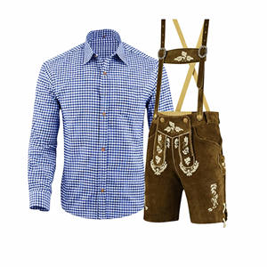 Tenue de Lederhosen bavaroises allemandes bleues de qualité supérieure pour hommes, costume de festival Oktoberfest, tailles 46 à 60 - Product Image 1