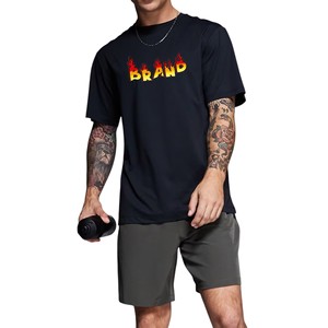 Ensemble de shorts deux pièces noirs pour hommes, t-shirt et short imprimés DTF, logo personnalisé, tenue décontractée d'été, streetwear, nouveau design - Product Image 4