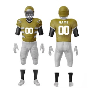 Ensemble de maillots de football américain respirants et personnalisés, uniforme de football sublimé, pantalon de sport anti-humidité, vêtements de sport robustes pour équipe - Product Image 1