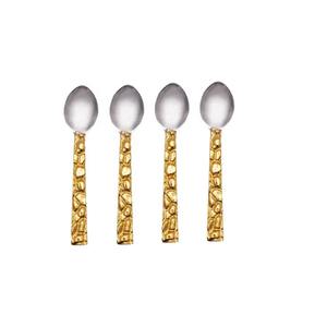 Ensemble de couverts de style antique avec poignées dorées et têtes argentées, parfait pour les occasions spéciales et les célébrations, provenant d'Inde. - Product Image 1