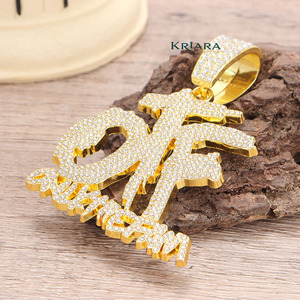 925 Silver Plated Hip Hop Pendant With Lab Grown Diamond Letter "OTF" Charm For <b>Men</b> Everyday Wear - Product Image 5