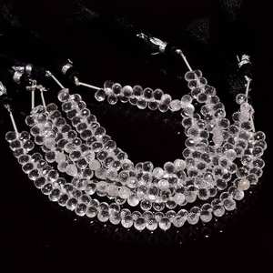 Cuentas de cuarzo natural facetadas en forma de lágrima, hebras de piedras preciosas de 4x6 mm, cuentas de cuarzo sueltas para la fabricación de joyería, precio al por mayor. - Product Image 4