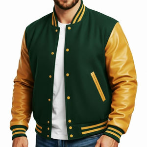 เสื้อแจ็คเก็ตเบสบอลแบบวินเทจสำหรับผู้ชาย  แบบเรียบๆ ไม่มีลาย  ราคาขายส่ง  รับสกรีนโลโก้ตามสั่ง - Product Image 1