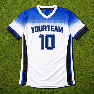 Fabricant de maillots de football personnalisés OEM, personnalisable, séchage rapide, respirant, tissu 100% polyester, sublimation du nom et du numéro du joueur - Product Image 1