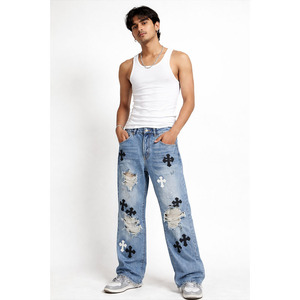 Mid Waist Straight Fit Dark Washed Denim <b>Jeans</b> Cuffed Hem Casual Youth Pants for Winter Autumn Summer Solid - Product Image 3