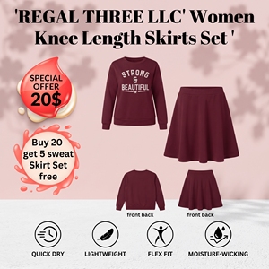 Women Knee Length <b>Skirt</b> Set A-Line <b>Elastic</b> <b>Waist</b> Printed Sweatshirt Casual 100% Cotton Fleece Winter Street Weat Sweatshirt - Product Image 1