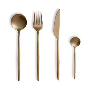Elegante Juego de Cubiertos Dorados con Mango Martillado, Acabado Espejo, Resistente al Óxido, Utensilios de Comedor para Bodas, Hogar, Restaurante, Hotel - Product Image 4