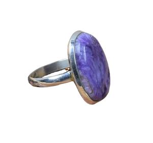 925 Sterling <b>Silver</b> Rose Gold Plated Charoite Gemstone Fancy Shape Jewelry <b>Ring</b> Gift for <b>Men</b> - Product Image 2