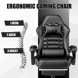 Sedia da gioco ergonomica comoda per adulti e persone pesanti con ruote in pelle traspirante regolabili in altezza per i giochi da scrivania - Product Image 3
