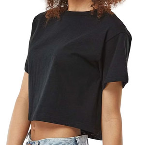 T-shirt court pour femme, tendance été, manches courtes, col en V, uni, coupe ajustée, en maille côtelée, basique décontracté - Product Image 2