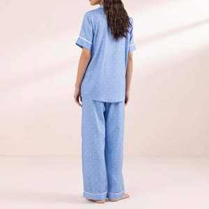 Conjunto de Pijama de Invierno para Mujer, Pantalones con Cintura Elástica, Top de Manga Corta, Tejido Transpirable de Secado Rápido para Dormir - Product Image 6