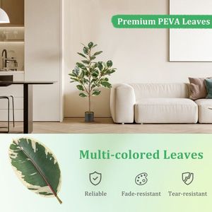 Lot de 2 arbres artificiels oiseaux de paradis de 1,3 m de haut, fausses feuilles de bananier avec détails réalistes, décoration intérieure/extérieure - Product Image 5